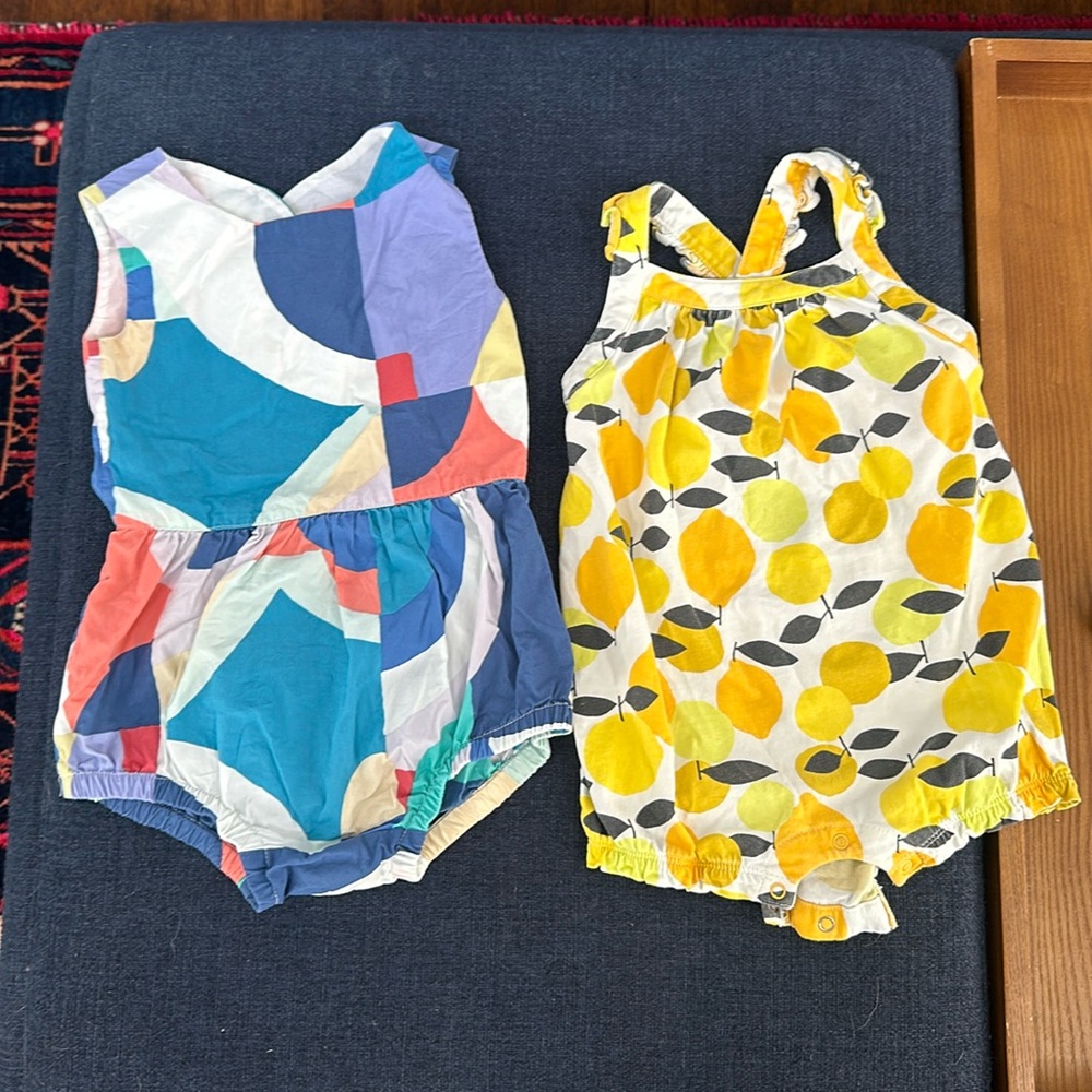 Tea collection rompers size 18 to 24 months